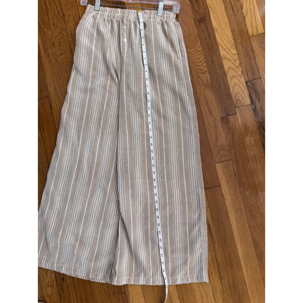 Sincerely Jules Womens Wide Leg Striped Pants Beige White Elastic Waist Small - Picture 3 of 3